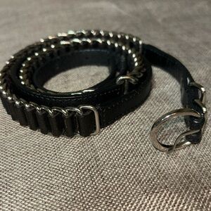 THE LIMITED Black Leather Chain Link Belt Size M